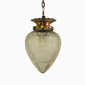 Vintage Deckenlampe im Empire Stil mit Kristallen und Vintage Deckenlampe im Empire Stil mit Kristallen und