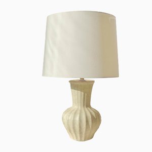 Art Deco Creme Colored Ceramic Table Lamp from Upsala-Ekeby, 1940s