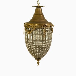 Vintage Deckenlampe im Empire Stil mit Kristallen und Vintage Deckenlampe im Empire Stil mit Kristallen und