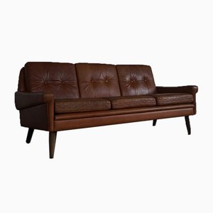 Vintage Danish Cognac Leather 3-Seat Sofa by Svend Skipper for Skipper, 1960s