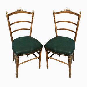 Antique Side Chairs with Carved Frames, Set of 2