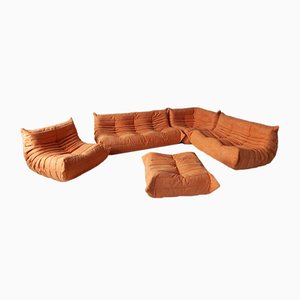 Madruga Leder Togo Sofas von Michel Ducaroy für Ligne Roset, 1970er