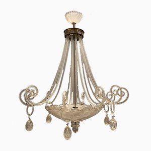Large Art Deco Chandelier by Ercole Barovier, 1940s