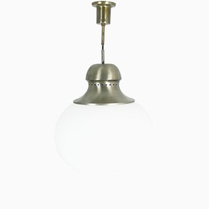 Nickel-Plated Brass & Opaline Glass A298 Pendant Lamp from Candle, 1960s