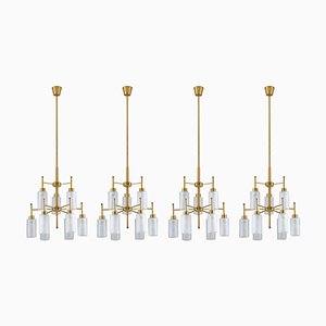 Swedish Chandelier in Brass and Glass by Holger Johansson for Westal, 1960s