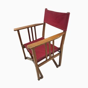 Vintage Oak & Canvas Folding Directors, Garden or Safari Chair, 1950s