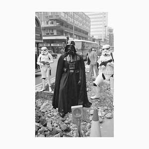 Imprimé Darth Vader Argenté Résine Gélatine Encadrée en Blanc
