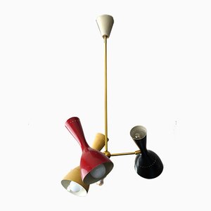 Italian Brass and Lacquered Aluminium Ceiling Lamp from Stilnovo, 1950s