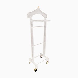 Mid-Century Modern Acrylic Glass Valet Stand with wheels