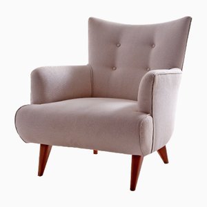 Fauteuil Mid-Century Moderne en Tissu d'Ameublement par Joaquim Tenreiro, Brésil, 1956