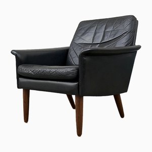 Fauteuil Moderne en Cuir Noir par Hans Olsen pour CS Mobelfabrik, Danemark, 1960s