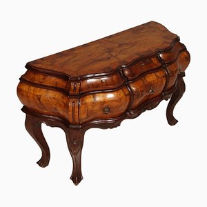 Antique Venetian Baroque Hand Carved Walnut Burl Chest of Drawers from Bovolone