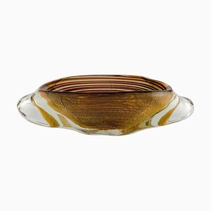 Grand Bol Oval en Verre de Murano Soufflé avec Design Spiral, 1960s