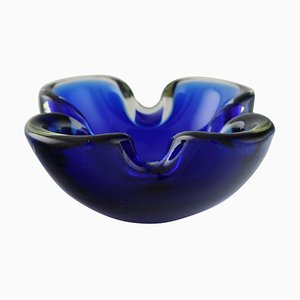 Bol Murano en Verre Soufflé à la Bouche Bleu, Italie, 1960s