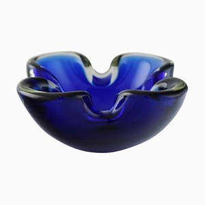 Italian Murano Bowl in Blue Mouth Blown Art Glass, 1960s