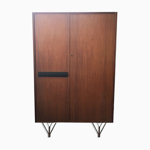 Mobiletto Mid-Century con due ante in teak e mensole interne