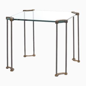 Table d'Appoint en Verre & Laiton par Peter Ghyczy pour Ghyczy, Pays-Bas, 1970s