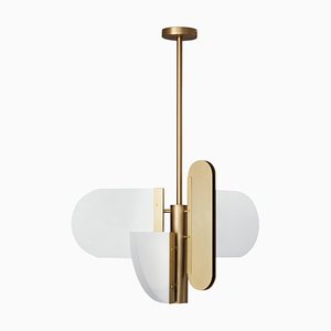 Brass Geometric Task Pendant Lamp Square in Circle