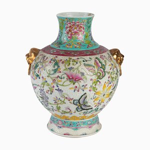 Vase en Porcelaine Décoré de Rouleaux Floraux, 1960s