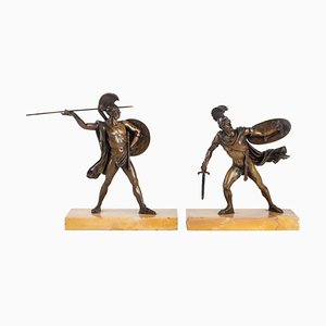 Esculturas de bronce patinado de Horace y Curiace. Juego de 2