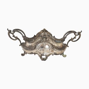 Macetero estilo Louis XV de metal plateado