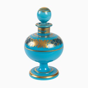 Antique Perfume Bottle in Turquoise Blue Opaline