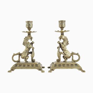 19th Century Napoleon III Candleholders in Bronze, Set of 2