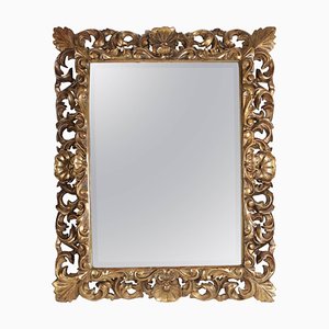 Miroir Napoléon III en Bois Doré Sculpté à la Main avec Miroir Biseauté