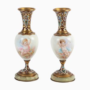 Small 19th Century Vases in Sèvres Porcelain, Set of 2