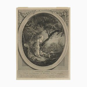 19th Century Romantic Steel L’arrive Du Courrier Engraving