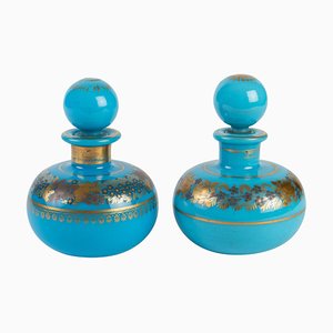 Charlex Blue Turquoise Opaline Bottles, Set of 2