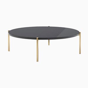 Coffee Table with Top in Lacquered Granite Stainless Steel and Gilded Feet