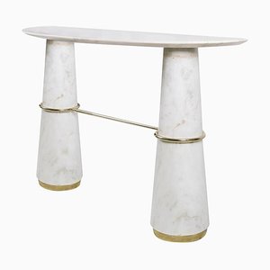 Console Table in Marble with Brass Details