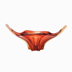 Large Orange and Red Murano Glass Bowl from Cristallo Venezia CCC, 1960s