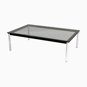 Chromed Steel Glazed LC10 Rectangular Coffee Table in the Style of Le Corbusier