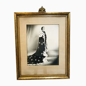 State Portrait of Former Dutch Queen Juliana in Gold Frame with Plaster Crown by Marius Meijboom, 1948