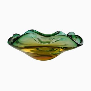 Italian Murano Bowl in Greenish Mouth Blown Art Glass, 1960s