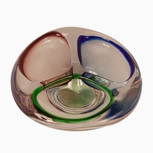 Italian Murano Glass Bowl in Green, Blue and Lilac, 1970s