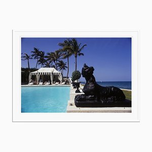 Poolside Luncheon Oversize C Print Framed in White by Slim Aarons