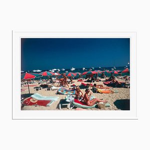 Beach at St. Tropez Oversize C Print Framed in White by Slim Aarons