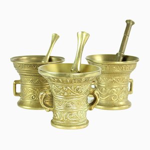 Vintage Brass Pestle & Mortars, Czechoslovakia, 1950s, Set of 3