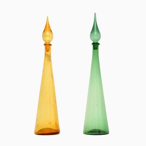 Vintage Italian Glass Decanters, 1960s, Set of 2