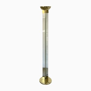 Vintage Bauhaus Brass and Glass Uplighter Floor Lamp from New Society