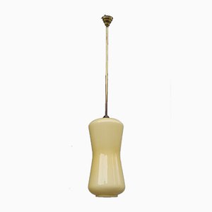 Italian Glass & Brass Ceiling Lamp from Vistosi, 1950s