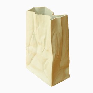 Jarrón de pie Paper Bag vintage blanco de Tapio Wirkkala para Rosenthal
