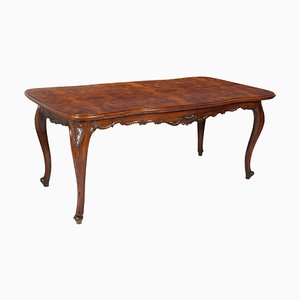 Mesa de comedor veneciana barroca de madera nudosa y nogal tallado a mano, años 30