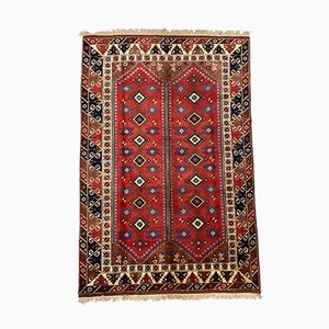 Large Vintage Turkish Red, Navy, Blue & Beige Tribal Rug, 1950s