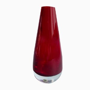 Red Glass Vase from Reijmyre, Sweden, 1950s
