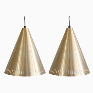 Lampade da soffitto Mid-Century in ottone di Svend Aage Holm Sørensen, set di 2