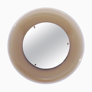 Round Mirror in Concave Colored Glass, Italy, 1963
